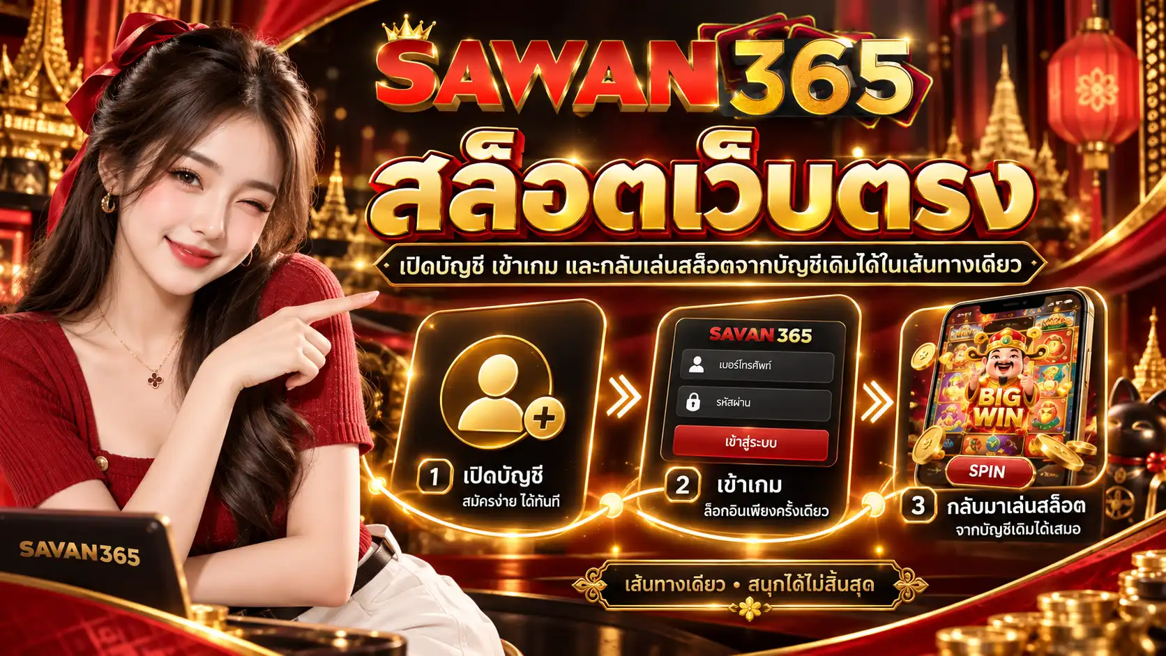 สล็อตเว็บตรง sawan365 เปิดบัญชี เข้าเกม และกลับเล่นสล็อตจากบัญชีเดิมได้ในเส้นทางเดียว
